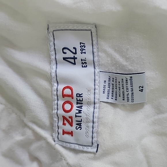 IZOD Men's Shorts Saltwater washed classics 42 Waist Beige with Navy Lob… - Picture 10 of 10